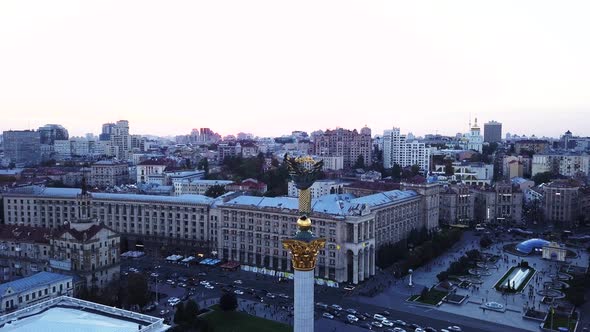 Independence Square. Maidan. Monument. Aerial. Kyiv. Ukraine alt