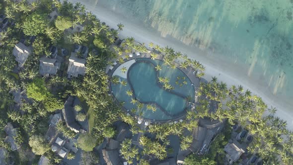 Aerial view of a small garden with swimming pool, Mauritius. alt