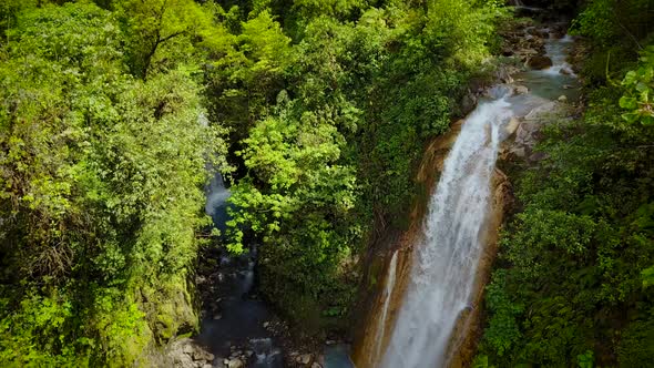 Aerial view of Catarata del Toro waterfall in Costa Rica. alt