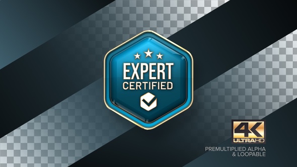 Expert Certified Rotating Badge 4K Looping Design Element