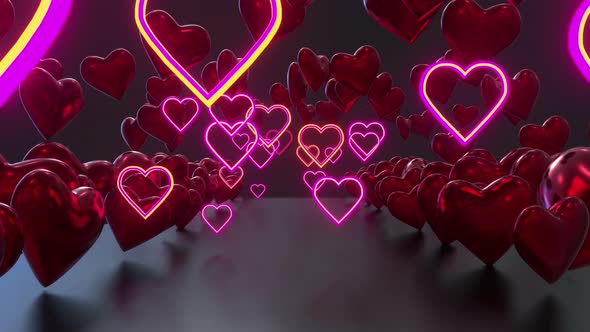 Valentine Heart Neon 05 4k 