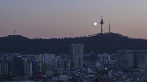 City Night, Seoul Namsan, Day to Night, 4k 60p