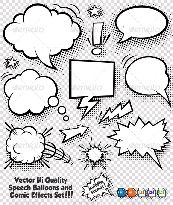 Comic Bubbles and Elements - Decorative Symbols Decorative