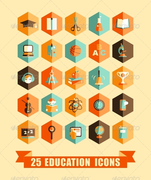 Flat Education Icons - Objects Icons