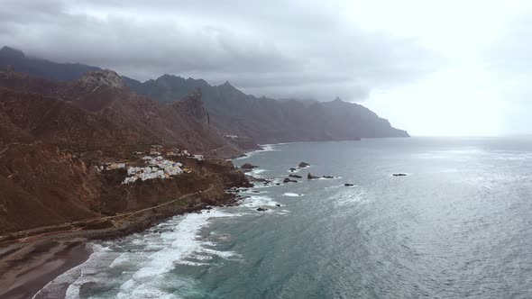 Wild Benijo Beach with Black Volcanic Sand in the Atlantic Ocean alt