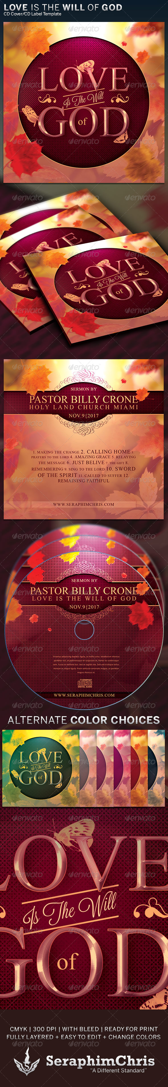 Love is the Will of God: CD Cover Artwork Template - CD & DVD Artwork Print Templates