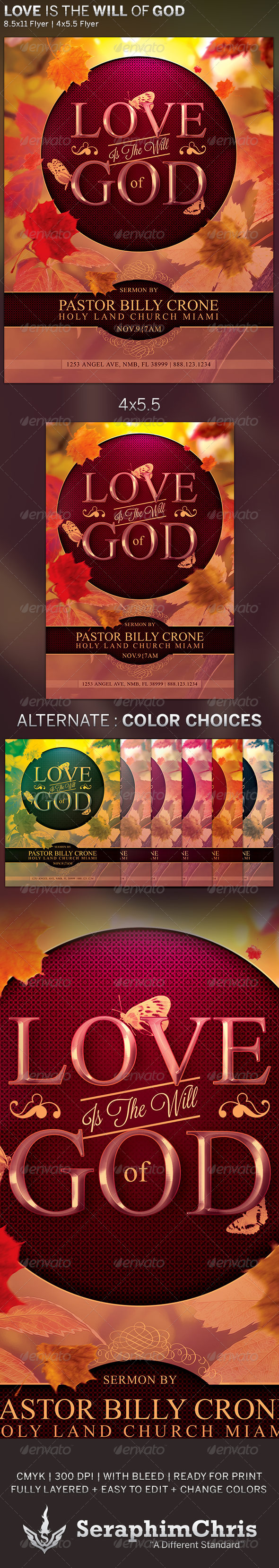 Love is The Will of God: Church Flyer Template - Church Flyers