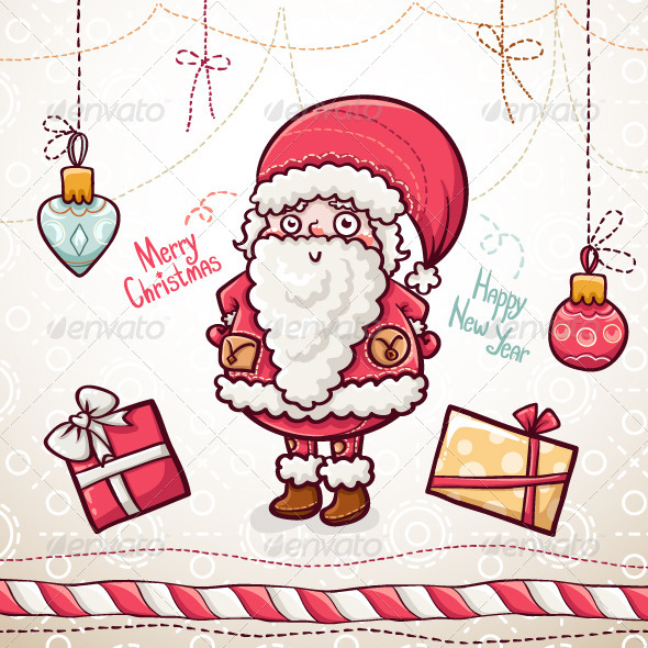 Christmas Greeting Card with Santa - Christmas Seasons/Holidays