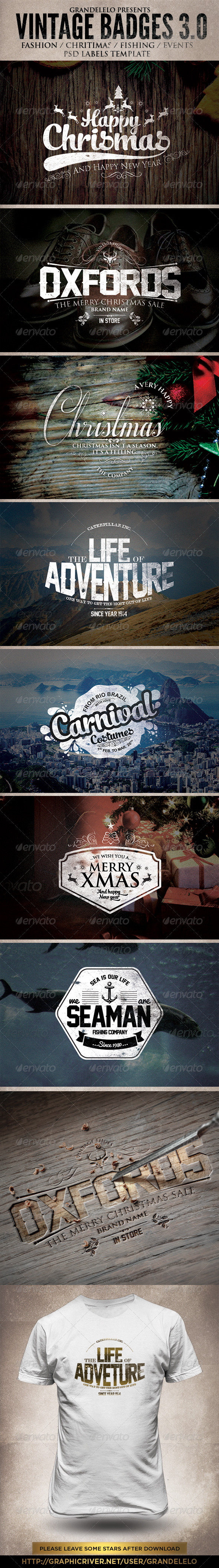 Christmas and Other Vintage Badges - Badges & Stickers Web Elements