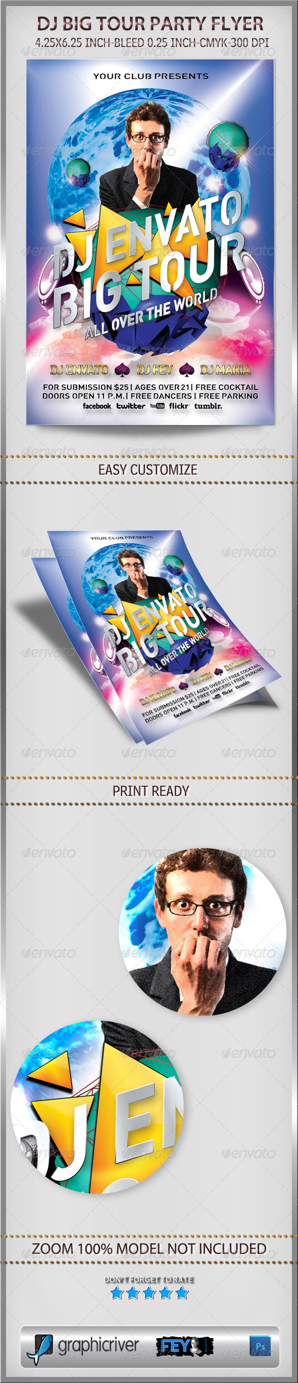 Dj Big Tour Party Flyer - Flyers Print Templates