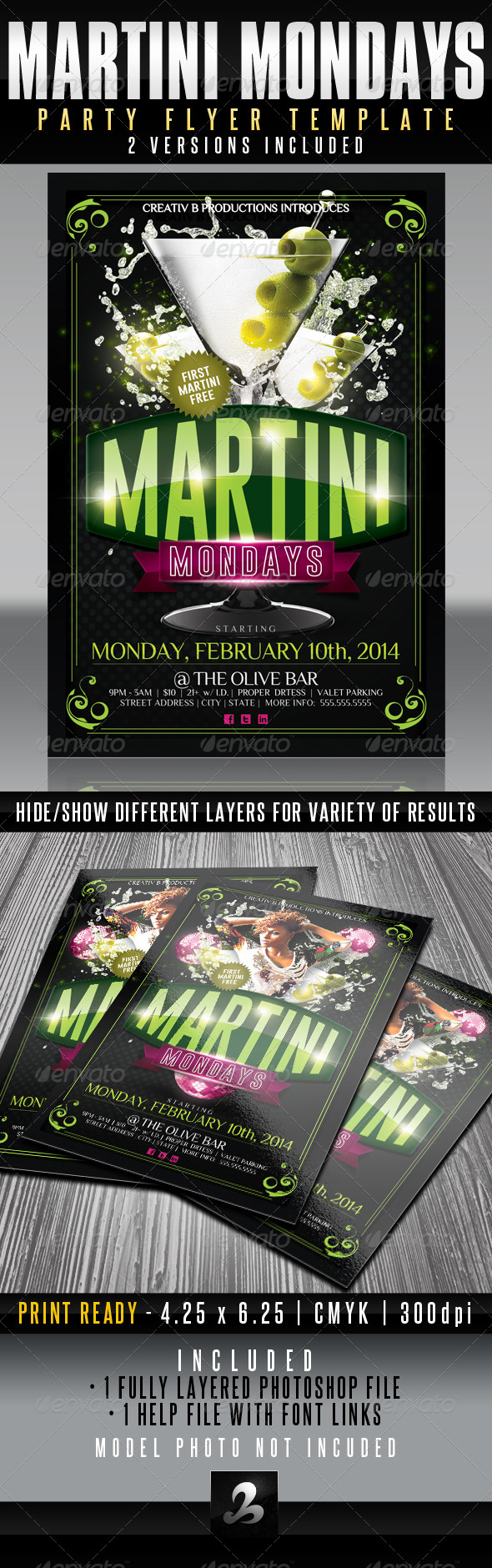 Martini Mondays Party Flyer Template - UPDATED - Clubs & Parties Events
