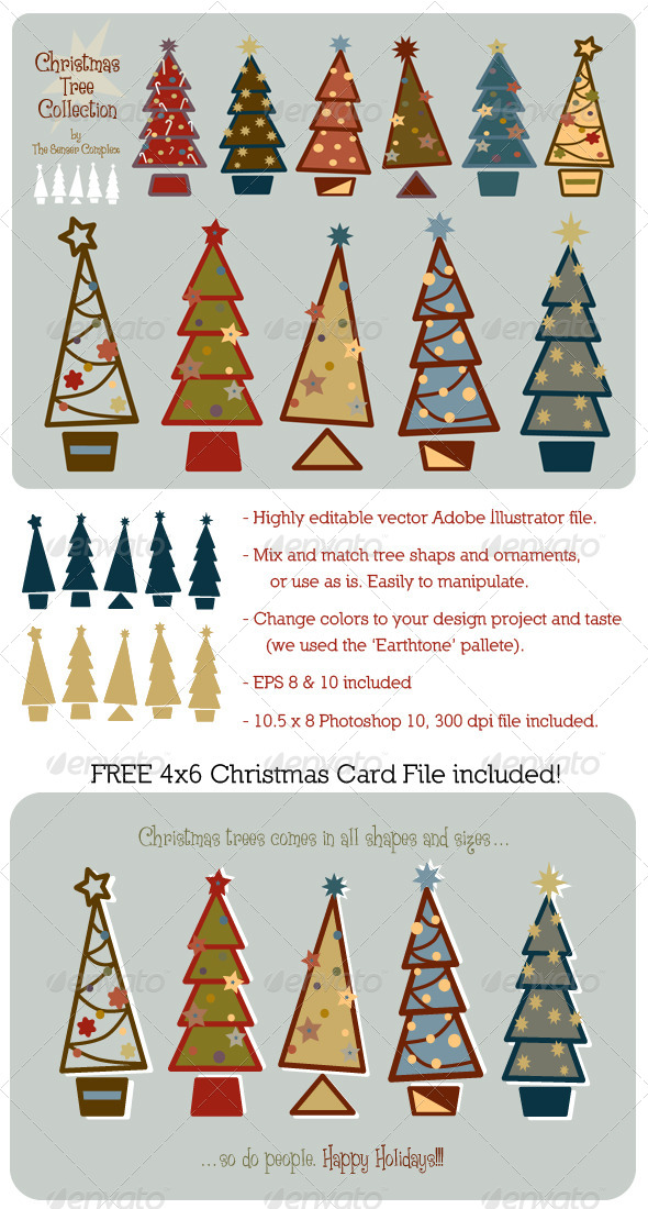 Christmas Trees Vector Collection - Christmas Seasons/Holidays