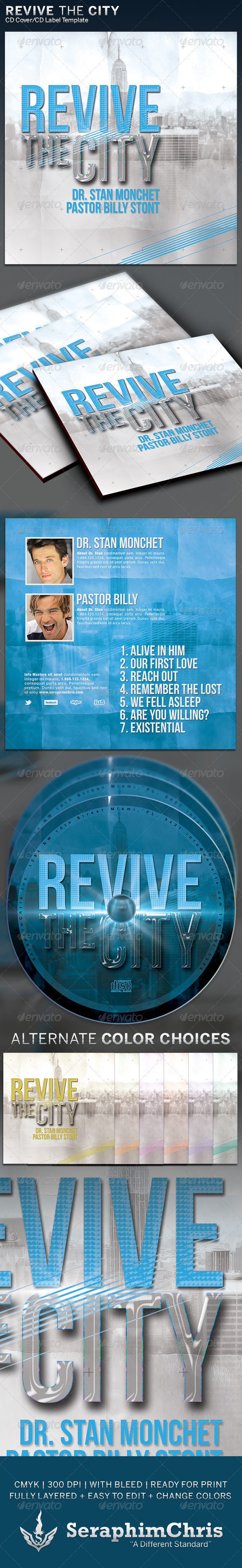 Revive the City: CD Cover Artwork Template - CD & DVD Artwork Print Templates