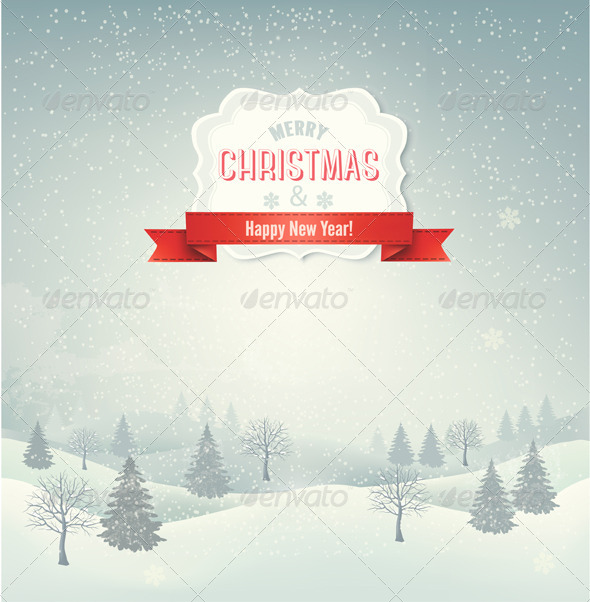 Christmas Winter Landscape Background - Christmas Seasons/Holidays