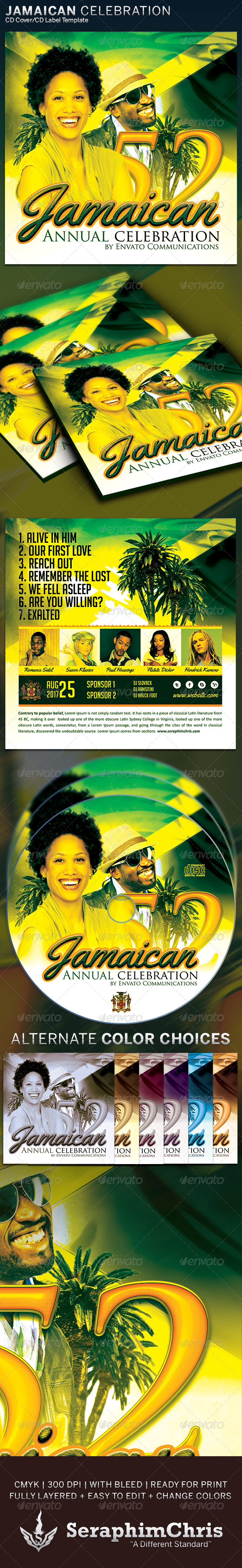 Jamaica Independence Music CD Artwork Template - CD & DVD Artwork Print Templates