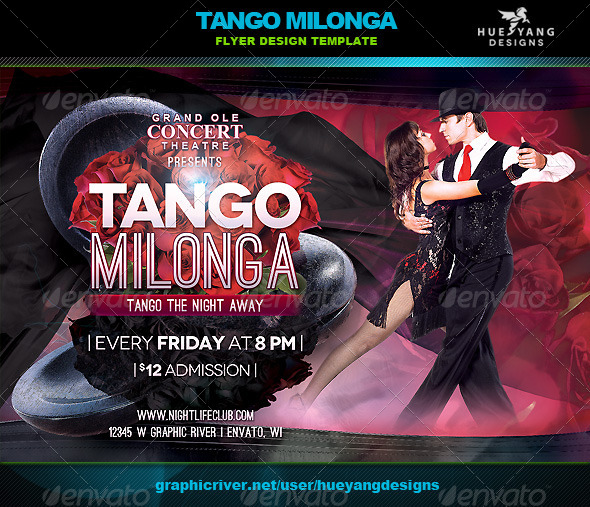 Tango Milonga Flyer - Clubs & Parties Events