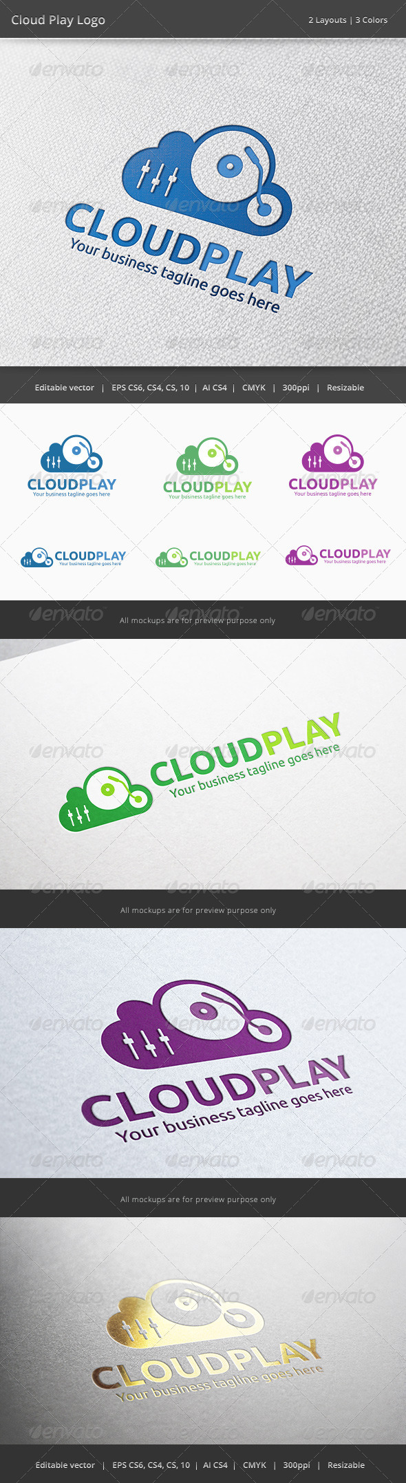 Cloud Music Player Logo - Objects Logo Templates