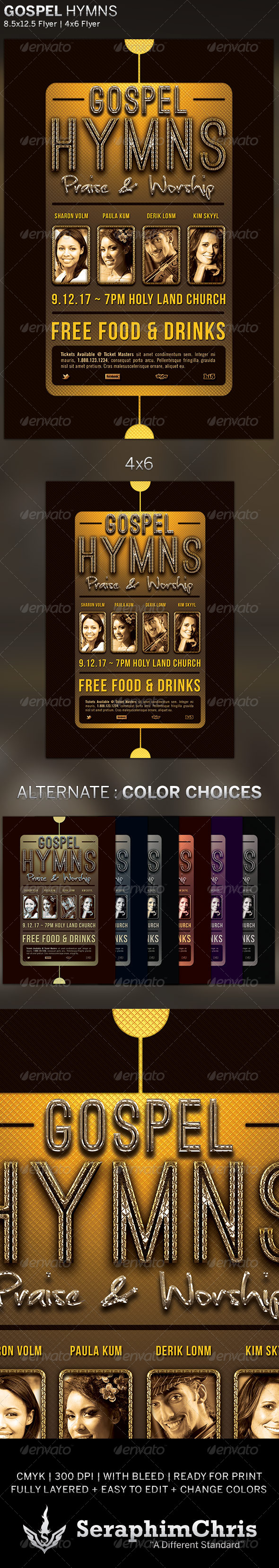 Gospel Hymns: Church Flyer Template - Flyers Print Templates