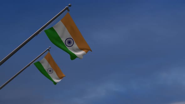 India Flags In The Blue Sky - 4K