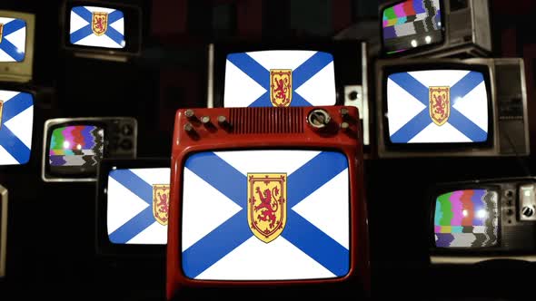 Flag Of Nova Scotia, Canada, and Retro TVs. alt