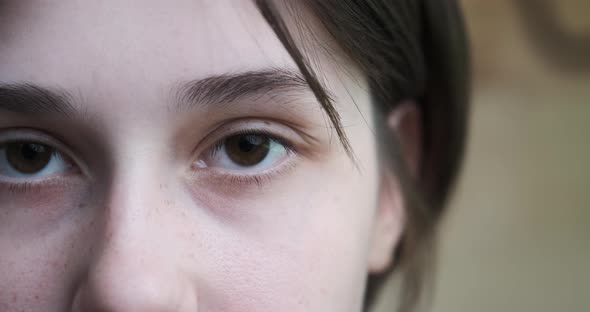 Closeup Portrait with Strong Emotions of Young Woman