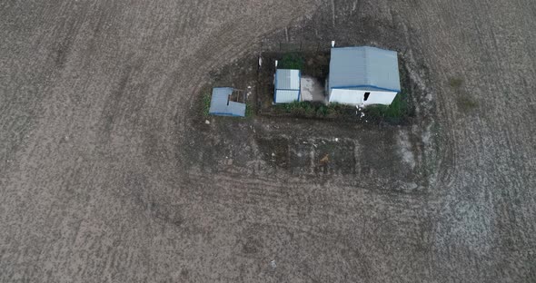 Cabin In The Field Aerial View
