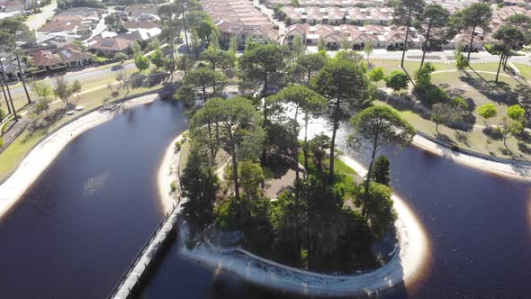 Aerial View of an Lake Island