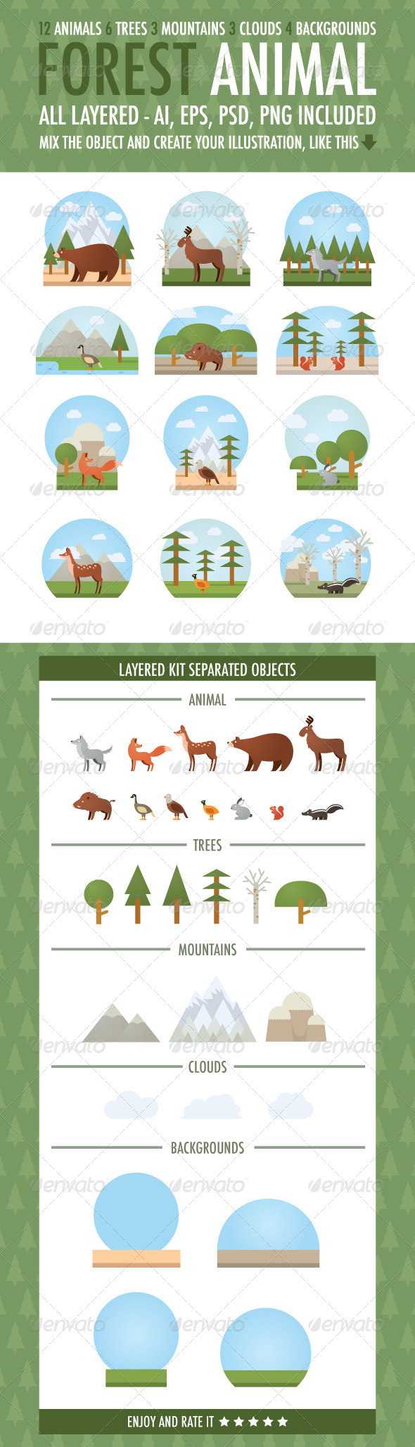 Forest Animal Vector Kit - Animals Characters