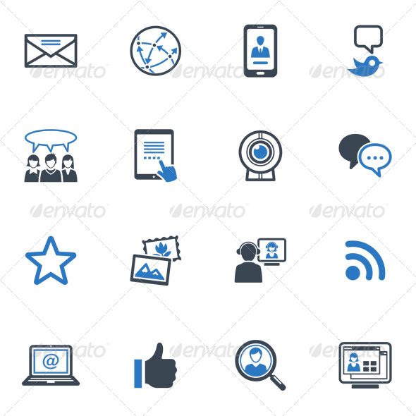 Social Media Icons Set 1 - Blue Series - Media Icons