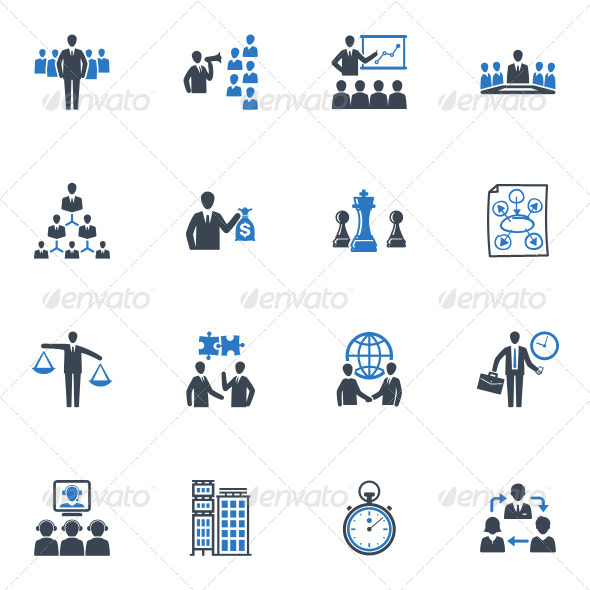 Management and Business Icons - Blue Series - Business Icons
