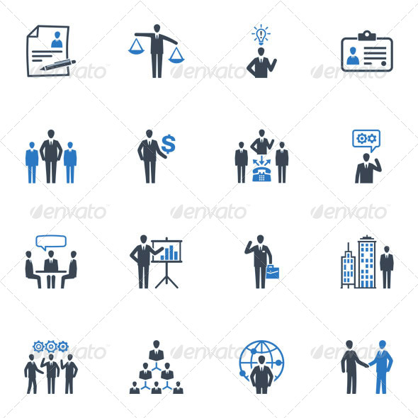Management and Human Resource Icons - Blue Series - Web Icons