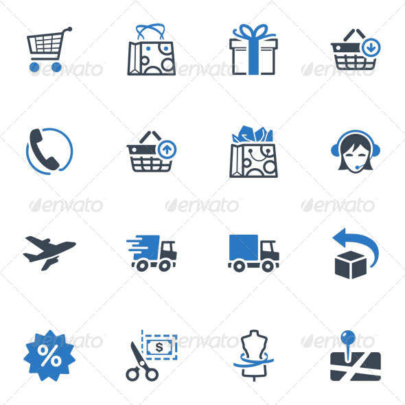 Shopping and E-commerce Icons Set 1 - Blue Series - Web Icons