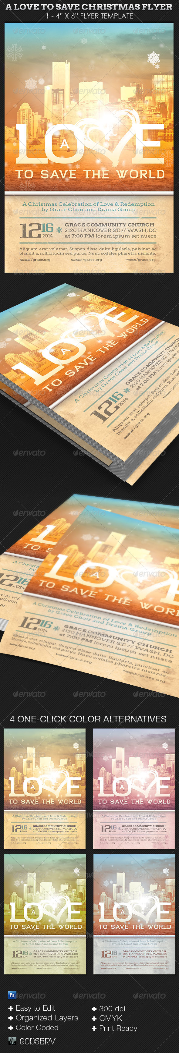 Love Christmas Flyer Template - Church Flyers