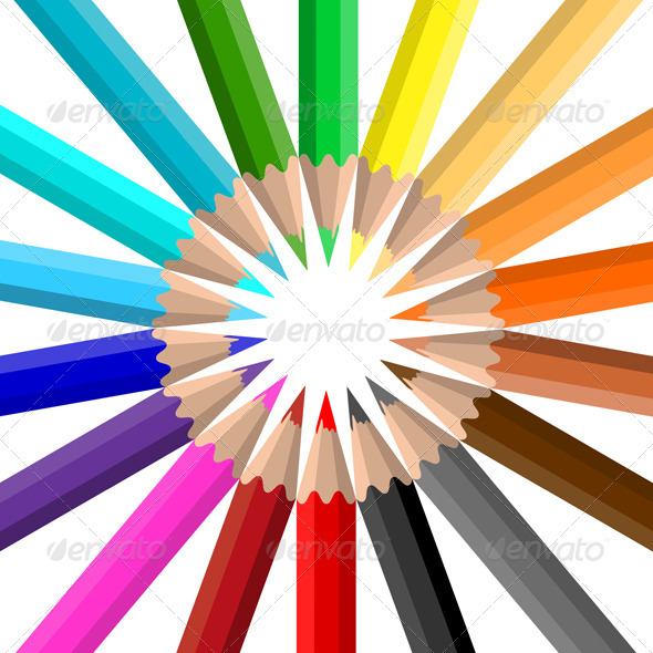 Coloured Pencil Crayons - Objects Vectors