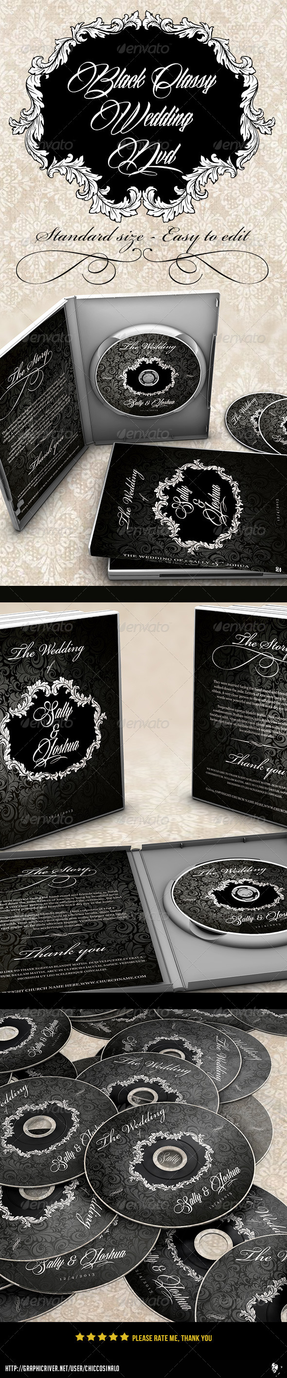 Classy Black Wedding Dvd Label - CD & DVD Artwork Print Templates