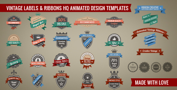 Vintage Retro Labels: High Quality Animated pack
