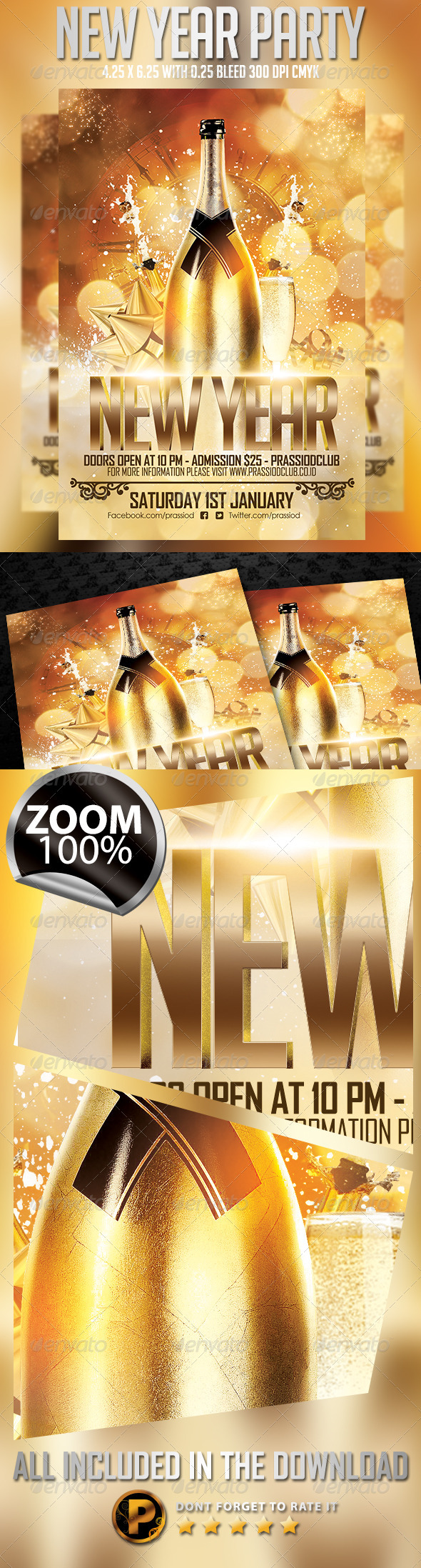 New Year Party Flyer Template - Holidays Events