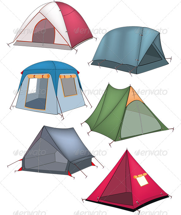 Set of Tourist Tents - Objects Vectors