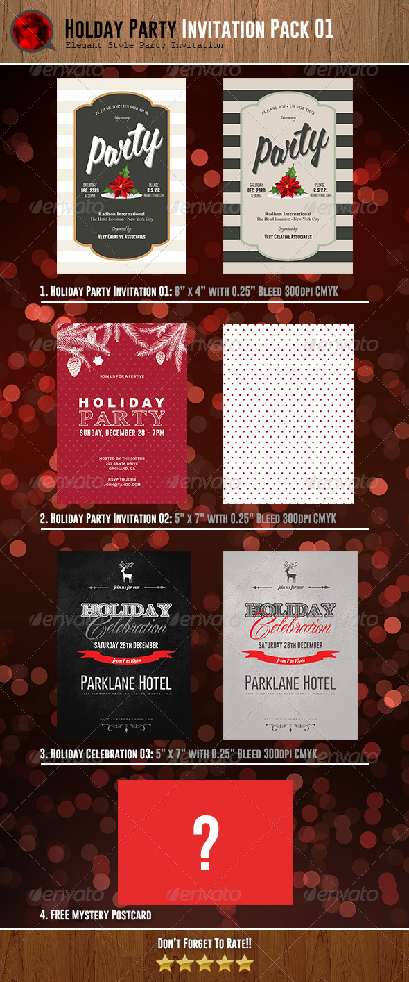 Holiday Party Invitations Bundle 01 - Invitations Cards & Invites