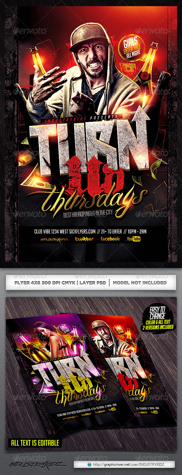Turn Up Flyer Template - Clubs & Parties Events