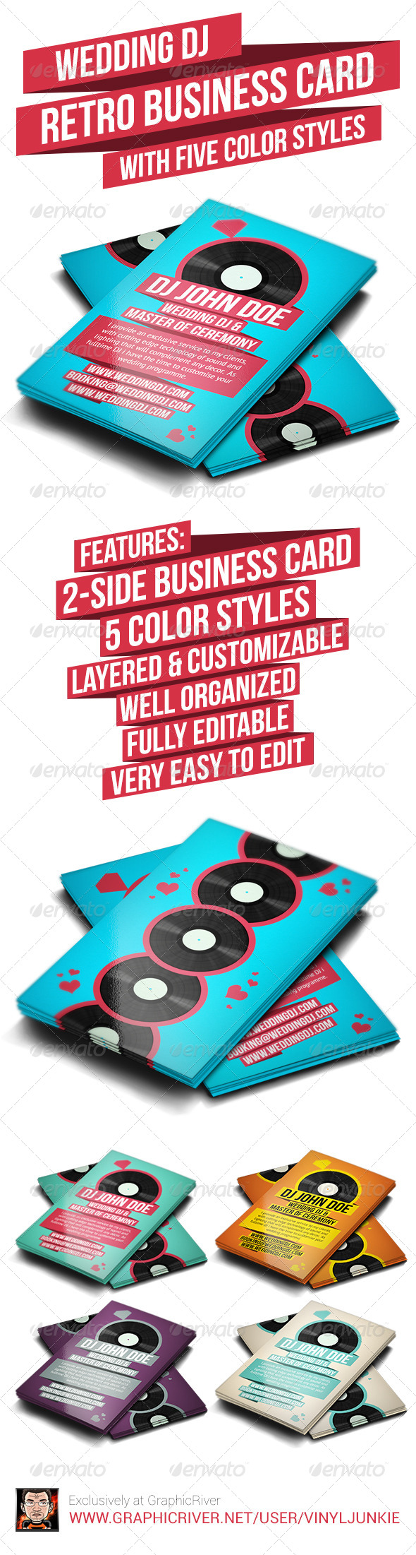 Wedding DJ Retro Business Card