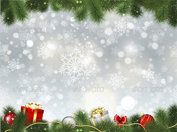 Christmas Background with Gifts - Christmas Seasons/Holidays