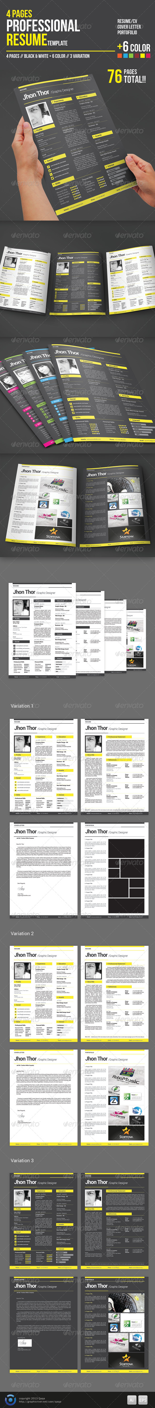 4 Pages Professional Resume Template