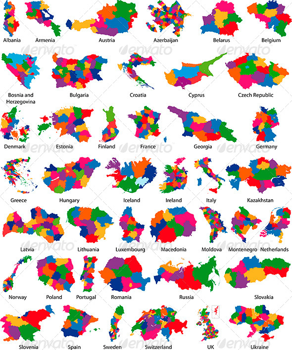 Europe Country Maps - Travel Conceptual