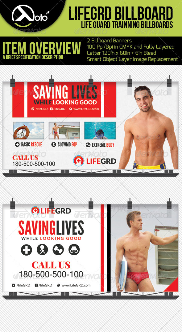 Life Guard Training Billboard - Signage Print Templates