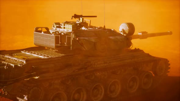 World War II Tank in Desert in Sand Storm, Motion Graphics | VideoHive