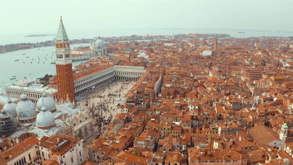 Aerial Morning View Over St Mark's Square in Venice, Italy alt