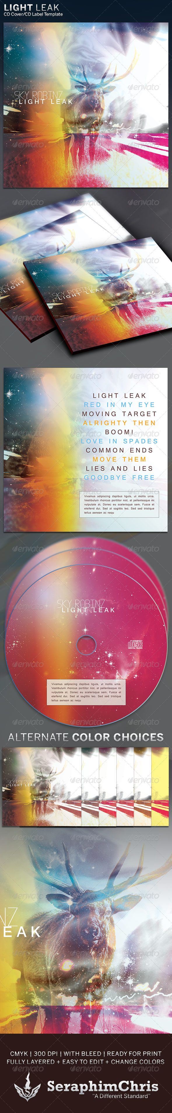 Light Leak: CD Cover Artwork Template - CD & DVD Artwork Print Templates