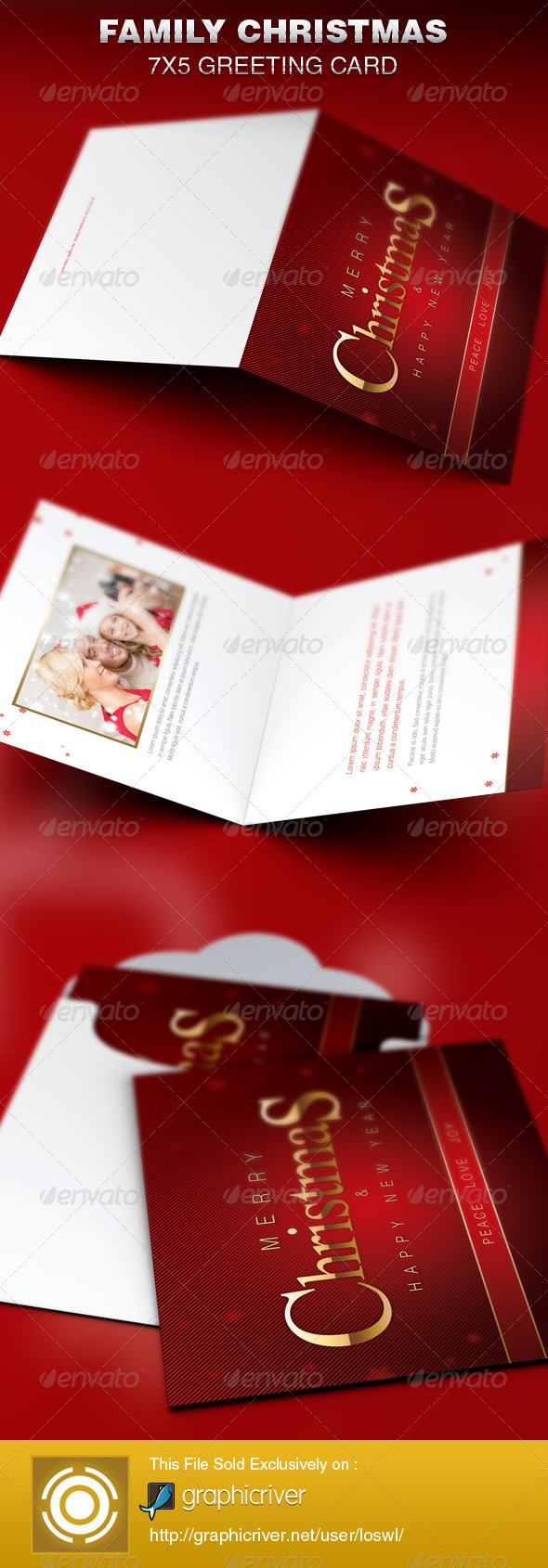 Family Christmas Greeting Card Template - Greeting Cards Cards & Invites