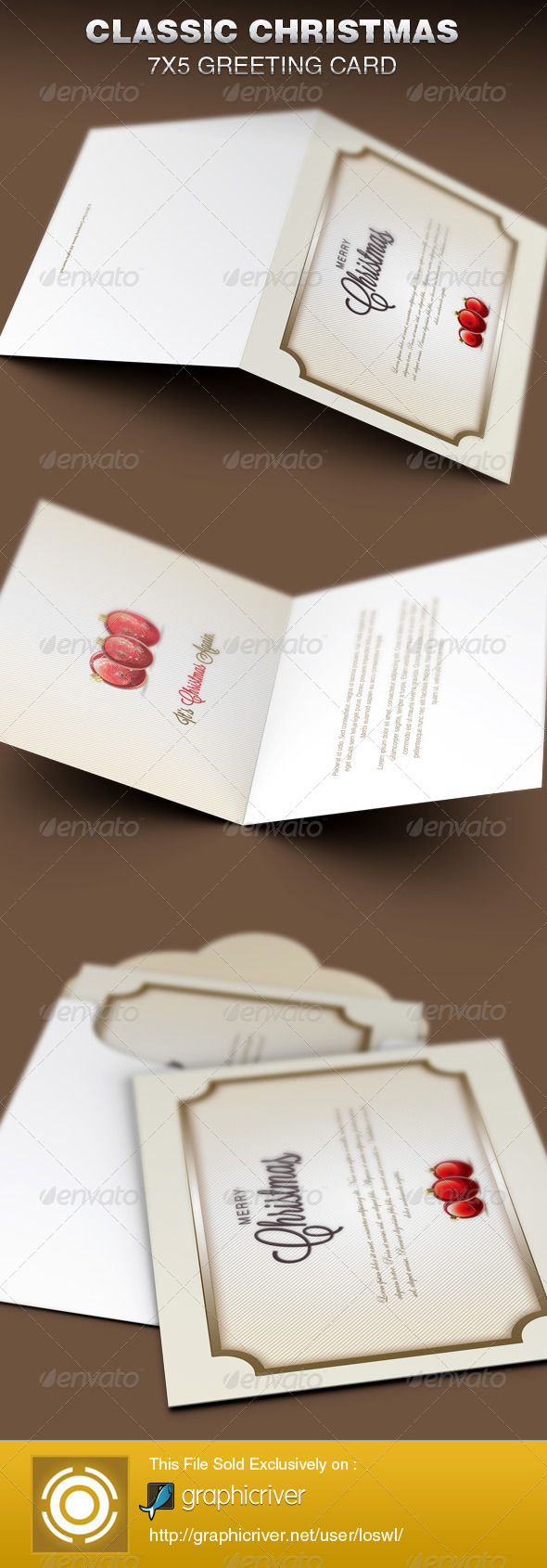 Classic Christmas Greeting Card Template - Greeting Cards Cards & Invites